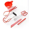 Professional 6-piece red canning tool set with jar lifter funnel and bubble remover - 6-Piece Set / Red