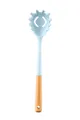 Cuchara para pasta de silicona azul claro con mango de madera natural de cocina - Pata Rosa / Azul