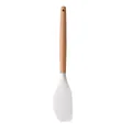 Spatule en silicone blanc avec manche ergonomique en bois naturel pour cuisiner - Spatule en Silicone (Version Légère)