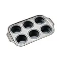 6-cup carbon steel muffin pan with grey silicone inserts for baking - 6 Holes / Gray