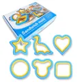 6-piece cartoon sandwich mold set in blue and yellow with star heart dinosaur shapes - 6-Piece Set (Color Box)