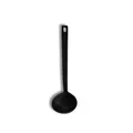 Heat resistant black silicone soup ladle with long handle and ergonomic hanging hole - Soup Spoon (Black)
