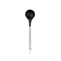 Louche à soupe en silicone noir de qualité avec manche en acier 430 et boucle de suspension - Louche à soupe
