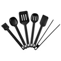 Professional 6-piece black silicone kitchen utensil set with heat resistant cooking tools - Set / Black