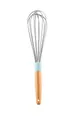 Batidor de mano ergonómico de acero inoxidable con un mango de madera de color azul claro - Batidor / Azul