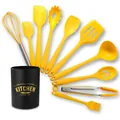 Professional 10-piece yellow silicone kitchen utensil set with sleek black storage bucket - Yellow 10-Piece Set (zycjsjth) / With Iron Bucket