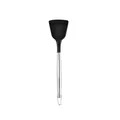Spatule de cuisine en silicone noir avec manche ergonomique en acier inoxydable 430 durable - Spatule