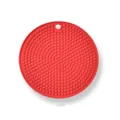 Red round silicone heat resistant mat with non-slip texture for kitchen and table use - Dot / Red