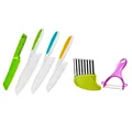 Comprehensive 5-piece kid safe plastic kitchen knife set including peeler and crinkle cutter - 6-Piece Set PP Bag