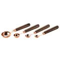Set of 4 rose gold stainless steel measuring spoons with elegant walnut wood handles - 4-Piece Measuring Spoon Set (Walnut Wood Handle) / Rose Gold