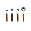 Professional 4-piece stainless steel measuring spoon set with durable wooden handles - Silver Tone Measuring Spoon (4-Piece)