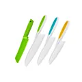 Kid-safe plastic cooking knife set for toddlers and children in various colors - 4 Piece Set (Bagged)