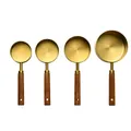 Gold-plated stainless steel measuring cups set with wooden handles for baking - Gold-Plated Measuring Cup (4-Piece)