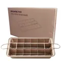 Champagne gold non-stick brownie pan set with 18-slot divider and gift packaging. - Fixed Bottom Pan