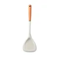Cream white silicone cooking spatula with natural wooden handle for non-stick pans - Spatula / Milky White