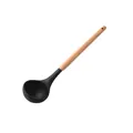 Μαύρη κουτάλα σούπας από σιλικόνη με εργονομική ξύλινη λαβή για αντικολλητικά σκεύη - Μαύρη Κουτάλα Σούπας