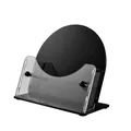 Round black silicone heat-resistant placemat displayed on a clear acrylic stand - Transparent Base Set (4 Pcs)