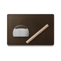 Set tappetino impastare in silicone marrone con mattarello e raschietto - Set di 3 pezzi / Taglia S / Marrone