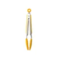 Professional yellow silicone and stainless steel kitchen food tongs for baking and serving - Food Clip