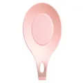 Pink large silicone spoon rest for kitchen utensil storage and heat resistance. - Pink