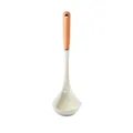White silicone soup ladle with ergonomic natural wooden handle for kitchen use - Soup Ladle / Milky White