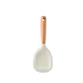 White silicone rice paddle with natural wood handle for non-stick cookware - Rice Spoon / Milky White