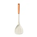 Heat resistant white silicone spatula turner with natural wood handle for non-stick cookware - Spatula / White