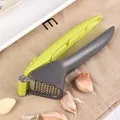 Ergonomische manuelle Knoblauchpresse aus Kunststoff mit Edelstahlplatte für die Küche - Graue und Grüne Manuelle Knoblauchpresse