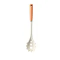 Cream silicone pasta server with natural wooden handle for non-stick cookware - Pasta Server / White