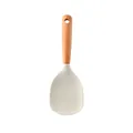 Premium non-stick white silicone rice paddle with natural wooden handle and hole - Rice Spoon / White