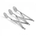 Professional 3-wheel stainless steel expandable pizza and dough cutter with silver finish - 3 Wheels Flat Blade