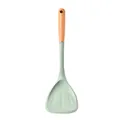 Mint green silicone slotted spatula with ergonomic wooden handle for non-stick pans - Spatula / Green