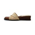 Woven platform wedge sandals for women with a natural straw texture and brown sole - 35 / Yellow