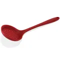 Professional heat-resistant red silicone slotted spoon skimmer for kitchen and hot pot - Red