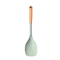Premium light green silicone cooking spoon featuring a natural wooden handle for non-stick cookware - Spoon Turner / Green