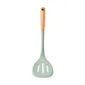 Sage green silicone slotted turner spatula with ergonomic natural wooden handle - Slotted Spatula / Green