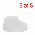 Portable waterproof non-slip silicone shoe cover in Size S for rain and dust protection - S / White