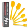 Premium 6-piece yellow silicone spatula set with integrated heat-resistant design - Small Scraper / Yellow