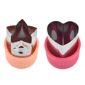 High-quality stainless steel vegetable and cookie cutter set with star and heart shapes - Orange and Rose Red