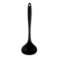 Matte schwarze hitzebeständige Silikon Suppenkelle mit ergonomischem Griff und Aufhängeloch - Schwarzer Suppenlöffel / Schwarz