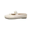 Minimalist white split-toe Tabi mules with elastic Mary Jane strap and soft flat sole - 34 / Apricot