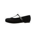 Manoletinas Mary Jane retro de ante negro con punta redonda y elegante correa en T mujer - 35 / Negro