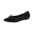 Elegantes bailarinas negras de punta con lazo retro y suela plana muy confortable - 35 / Negro