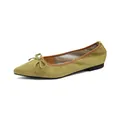 Elegantes bailarinas de punta verde oliva con un lazo decorativo chic de adorno - 35 / Verde