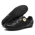 Professional black non-cleated cycling shoes for men and women with rotating knob dial - 37 / XT5988 Black Rubber Sole / Black