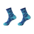 Blue mid-calf socks featuring light blue dinosaur skeleton patterns and contrast toe - One Size / Color 3 (Blue Fossil)