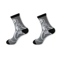 Detailed view of high-quality grey crew socks featuring a white dinosaur skeleton pattern - One Size / Color 4 (Grey Dino Skeleton)