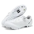 White professional cycling shoes for mountain and road bikes featuring rotary dial closure - 37 / XT5988 White MTB Sole / White