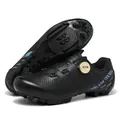 Schwarze Radsportschuhe mit goldenem Drehverschluss für Rennrad und Mountainbike - 37 / MTB-Sohle (XT5988) / Schwarz