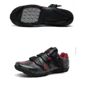 Professional men's camouflage mountain bike shoes with secure ratchet buckle and velcro - 38 / MTB Non-locking Style / Camo Red (2003)